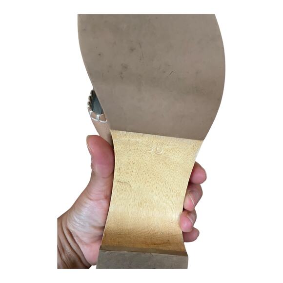 FRANCES VALENTINE Leather Sandals Clogs Wooden Soles Platform Slides Italy 9 EUC - Picture 9 of 13